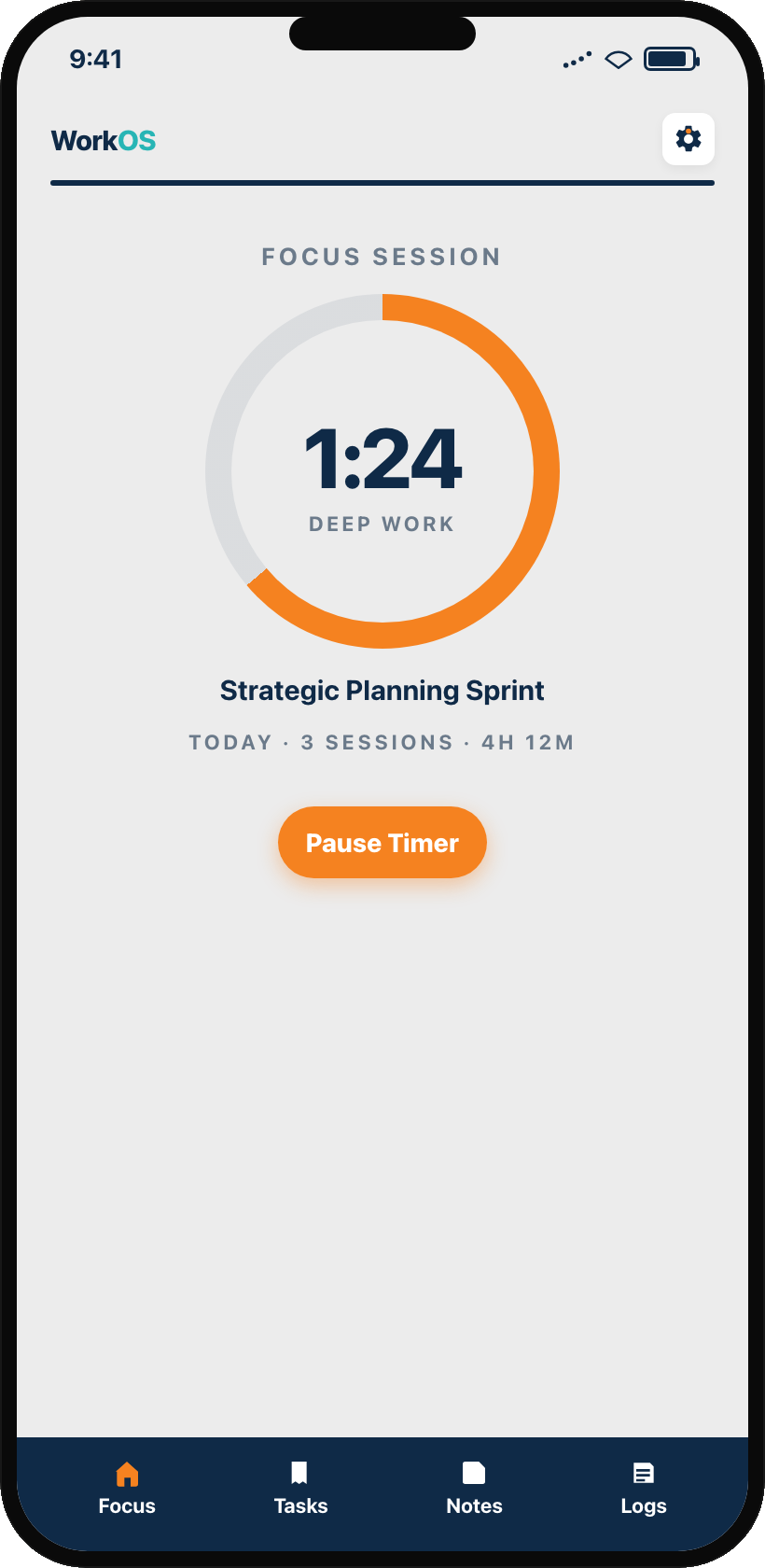 ViviScape Work Mobile focus session timer tracking deep work